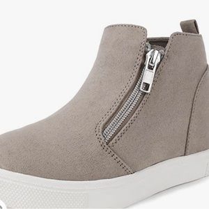 Girls Wedge Sneakers Kids Platform Shoes with Side Zipper